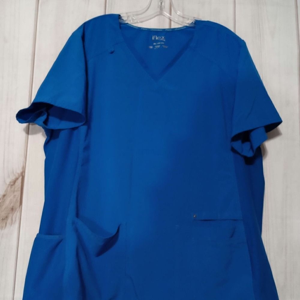 Cherokee Scrub Top Ladies 2x‎ IFlex Royal Blue